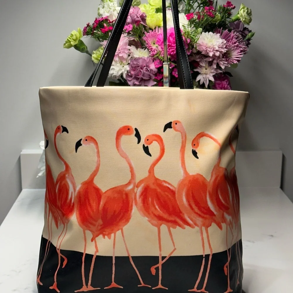 Kate Spade Flamingo Parade Tote - Cream Coral and Black